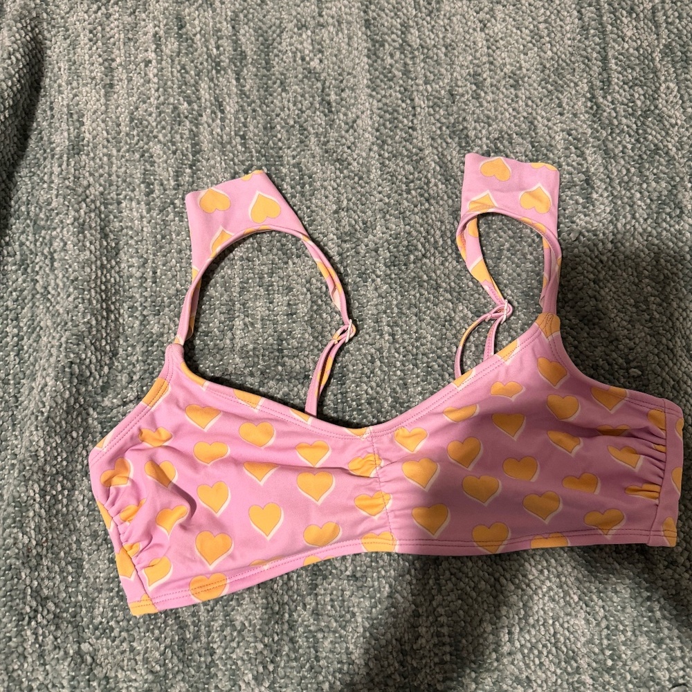 pink w/ orange heart swim top